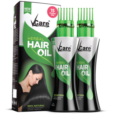 VCare New Improved Herbal Hair Oil with Wonder Cap - 100 ml | 15 Active Herbs Oils for Conditioning, and Hair Fall Control | Ideal For All Types of Hair (Pack of 2)